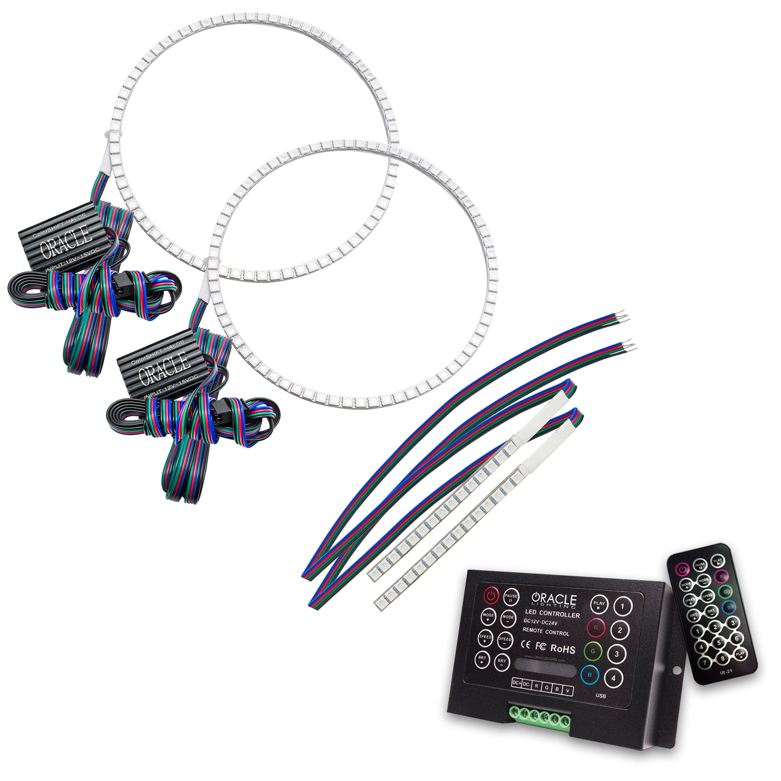 ORACLE Lighting 2021-2025 Ford Bronco ColorSHIFT® Headlight Halo Kit w/DRL Bar - Base Headlights - w/2.0 Controller