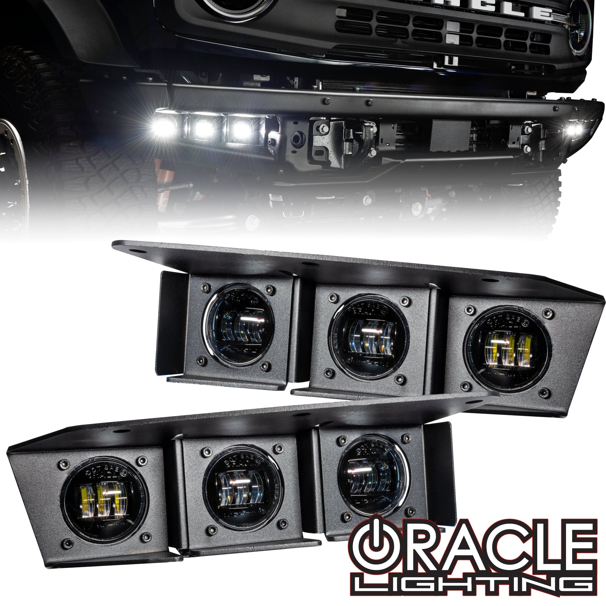 ORACLE Lighting 2021-2025 Ford Bronco Triple LED Fog Light Kit for Steel Bumper
