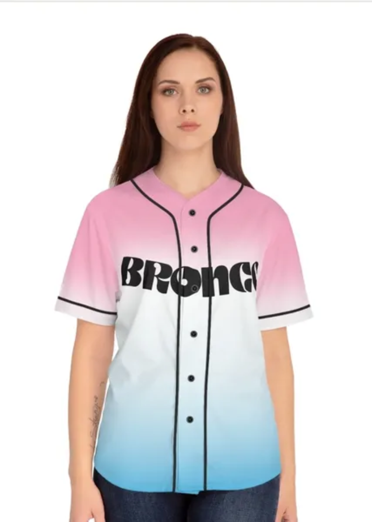 Bronco Ladies blue to pink baseball jersey Main image