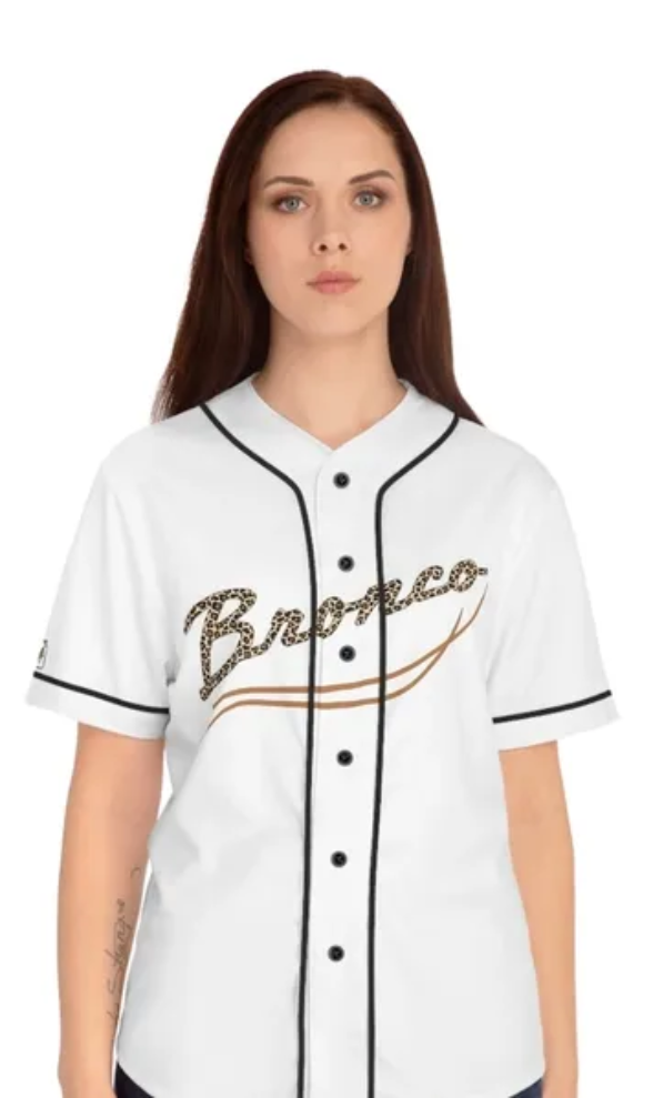 Bronco Ladies leopard baseball jersey